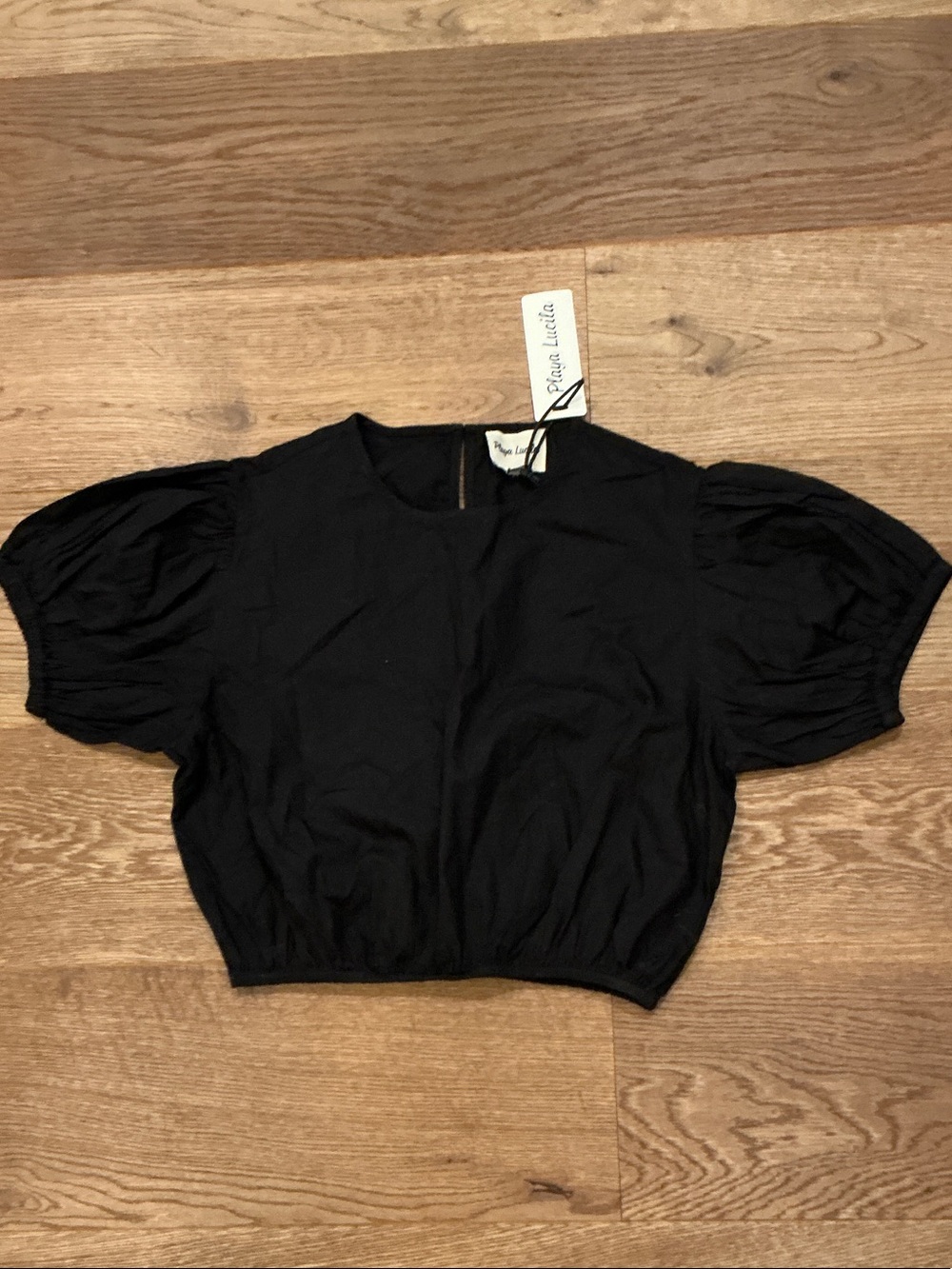 Rylee & Cru Black Puff Sleeve Crop Top